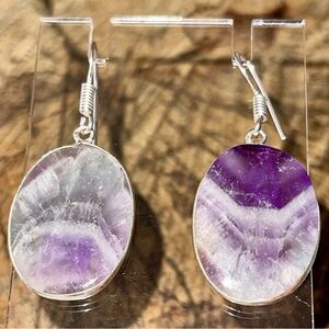 Chevron Amethyst Earrings 1 7/8”